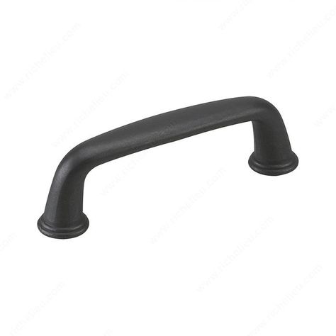 Traditional Metal Pull - 877A - Richelieu Hardware Bathrooms Decor, Curved Cabinets, Black Cabinet Hardware, Black Drawer Pulls, Black Drawers, Traditional Cabinets, Matte Black Hardware, Cabinet Hardware Pulls, Handle Cabinet