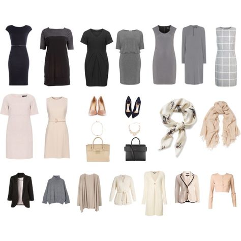 Dress-based capsule by yukohenden on Polyvore featuring navabi, Manon Baptiste, Salvatore Ferragamo, Hobbs, MaxMara, Derek Lam, MANGO, Acne Studios, AlaÃ¯a and WithChic Business Capsule, Summer Work Wardrobe, Small Wardrobe, Capsule Wardrobe Work, Fashion Capsule Wardrobe, Minimalist Capsule Wardrobe, Winter Capsule Wardrobe, Wardrobe Planning, Capsule Outfits