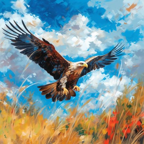 Giraffe Oil Painting, Paintings Of Eagles, Eagle Oil Painting, Eagle Painting Acrylic Easy, Eagle Painting Acrylic, Eagle Paintings, Bald Eagle Art, Eagle Flying, Eagle Drawing