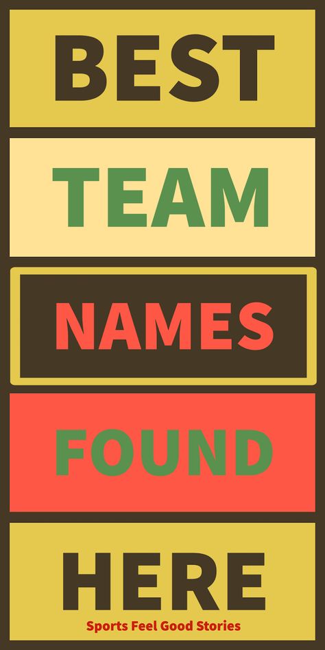 Great lists of funny and clever team name ideas for you to choose from for your sports team, business group, or trivia night. Plus, naming options for group chat, wifi, and more!  #names #teamnames #best #sports Awesome Group Names, Unique Team Names, Fitness Team Names, Best Group Names, Fun Team Names, Kids Soccer Team, Team Names Ideas, Volleyball Team Names, Best Team Names