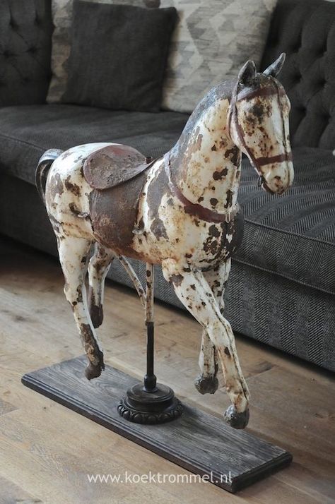 L Antique Rocking Horse, Pull Toys, Toy Horses, Hobby Horses, Horse Statue, Antique Horse, Equestrian Decor, Rocking Horses, Wooden Horse