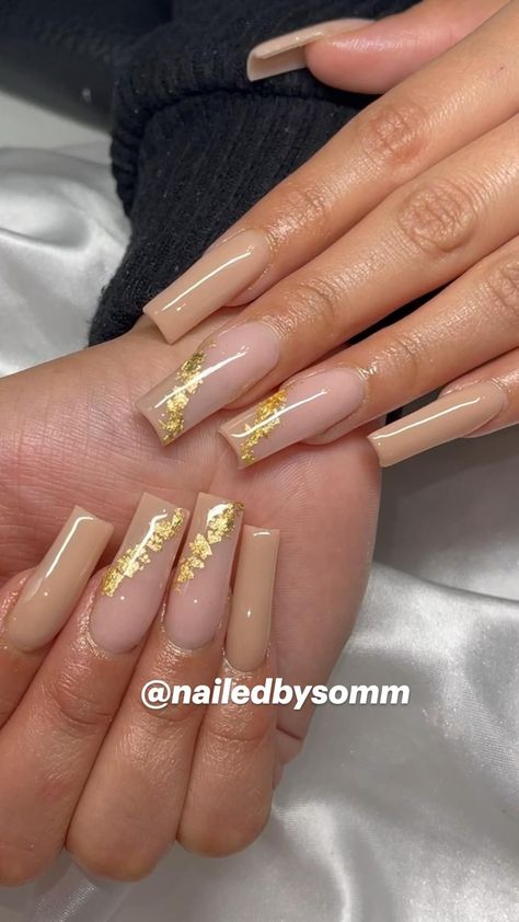 Nude Acrylic Nails, Color Carne, Gold Acrylic Nails, Tapered Square Nails, Rose Gold Nails, Nail Tattoo, Rainbow Nails, Square Acrylic Nails, Prom Nails