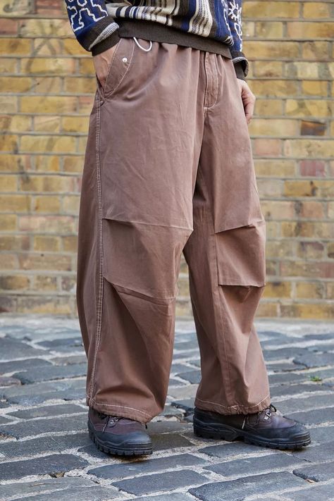 Bold tech pants by BDG, cut from a lightweight woven fabrication with a wide balloon silhouette. Features a regular waist with toggle fastening adjusters, side pockets and stretch cuffs. Only at Urban Outfitters. Baggy Tech Pants, Balloon Silhouette, Tech Pants, Baggy Cargo Pants, Cargo Pants, Harem Pants, Khaki Pants, Urban Outfitters, Trousers