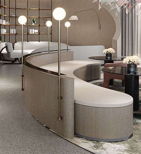 Arc Walls Interior Design, Custom Reception Desk, Westfield Mall, Display Retail, Lobby Seating, Retail Store Display, Lobby Design, Banquette Seating, Lounge Design