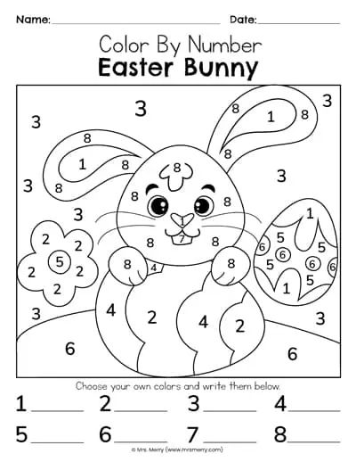 Easter Color By Number, Easter Chick Craft, Free Easter Coloring Pages, Printable Easter Activities, Easter Color, Puzzle Worksheet, Easter Worksheets, Easter Egg Coloring Pages, Color By Number Printable