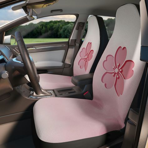 Cherry Blossom Car Interior, Cute Seat Covers For Cars, Pink Seat Covers, Aesthetic Sakura, Clean Car Mats, Preppy Car, Custom Car Seats, Set Aesthetic, Automotive Upholstery