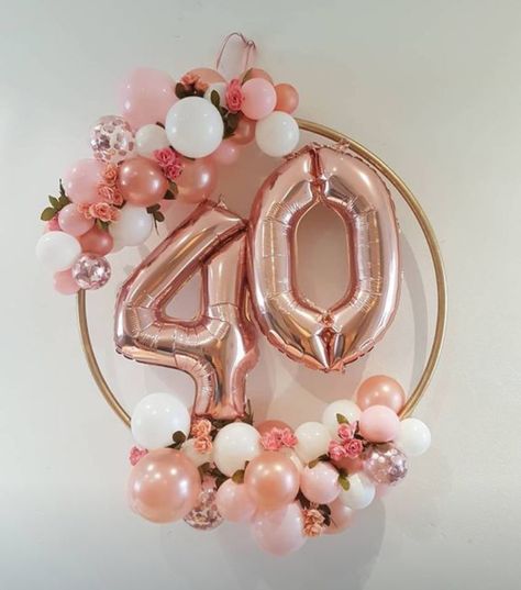 40th Birthday Party Themes, Balloon Hoop, 30th Birthday Ideas For Women, 40th Bday Ideas, 40th Birthday Party Decorations, Idee Babyshower, 40th Birthday Party, 40th Birthday Decorations, Rose Gold Balloons