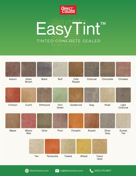 Concrete Tinted Sealer Colors Trial Kit Concrete And Pavers, Stained Concrete Porch, Colored Concrete Patio, Concrete Acid Stain Colors, Best Concrete Paint, Stamped Concrete Colors, Painted Cement Floors, Concrete Paint Colors, Tinted Concrete