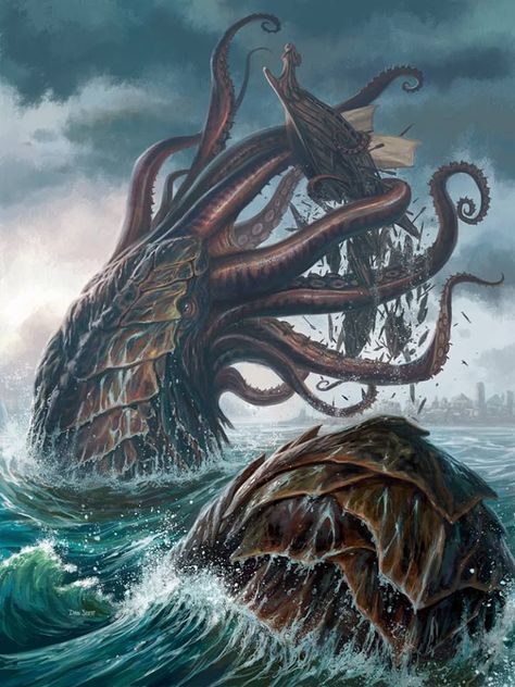 Sea Monster Art, Ocean Monsters, Kraken Art, The Kraken, Beast Creature, Giant Monsters, Fantasy Beasts, Cosmic Horror, 다크 판타지