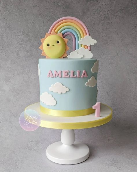 Dolly Cakes, Birthday Cake For Son, Sunshine Birthday Cakes, Kawaii Sun, Pastel Rainbow Cake, Sun Cake, Cake Celebration, Tea Ice Cream