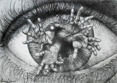 Halloween-Out Reaching Hands in Eye School Exercise, Eyeball Art, Eyes Art, Meaningful Drawings, Deep Art, Dark Art Drawings, Art Diary, Eye Tattoo, Ap Art