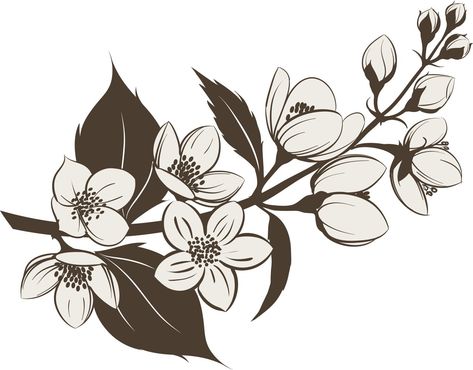 Jasmine Jasmine Tattoo, Wildflowers Tattoo, Flower Tattoo Stencils, Tattoo Flowers, Beautiful Flower Tattoos, Flower Tattoo Sleeve, Flower Outline, Tattoo Desings, Flowers Tattoo