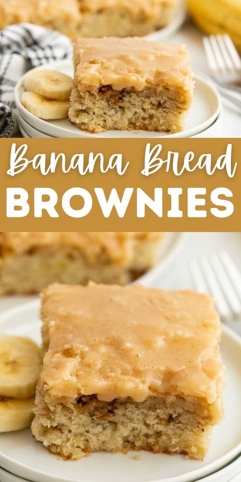 Banana Bread Brownies Use Ripe Bananas, Banana Bread Brownies, Delicious Banana Bread, Quick Bread Recipes Easy, Brown Butter Frosting, Banana Brownies, Banana Bread Ingredients, Brownies Recipe Homemade, Homemade Banana Bread