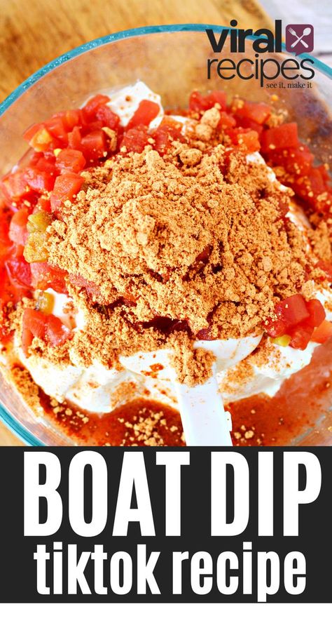 Tik Tok Food Dips, Sour Cream Rotel Taco Dip, Tik Tok Boat Dip Recipe, Rotel Sour Cream Dip, Boat Dip Recipe Sour Cream, Tik Tok Boat Dip, Fiesta Dip Recipe Sour Cream, Boat Dip Sour Cream, Dip Day At Work