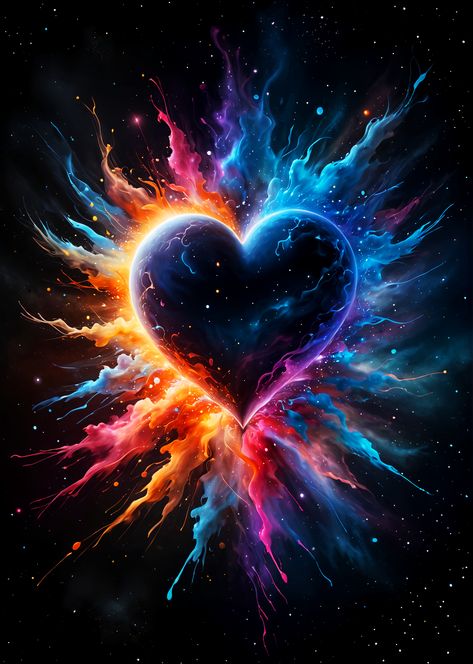 heart, love, space aesthetic, spacecore aesthetic, space poster, space travel, space exploration, outer space, colorful, galaxy, universe, night, space wall art, nebula, dust explosion, rainbow, pride Spacecore Aesthetic, Aestethic Art, Love My Man Quotes, Love Explosion, Hearts Pictures, Dust Explosion, Cosmic Heart, Shirt Images, Colorful Galaxy