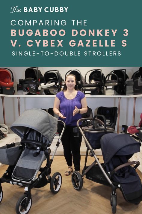 Check out the differences between these two single-to-double strollers, the Bugaboo Donkey 3 and the Cybex Gazelle S, in our video! #singlestroller #doublestroller #strollers Cybex Gazelle Stroller, Cybex Gazelle Double, Cybex Gazelle, Bugaboo Donkey, 4th Trimester, Double Strollers, Stroller, Baby Strollers, Parenting