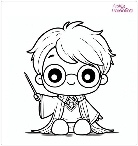 Cute Harry Potter Coloring Page Harry Potter Coloring Pages Printables, Harry Potter Desenho, Harry Potter Coloring Pages, Harry Potter Colors, Harry Potter Cartoon, Colour Therapy, Cute Harry Potter, Doodles Drawings, Cute Doodles Drawings