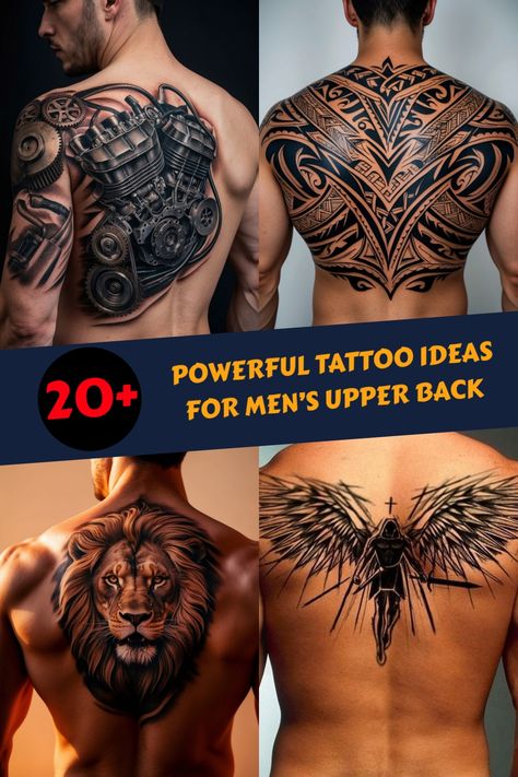 Eye-catching back tattoos for men Back Tattoos For Black Guys, Large Back Tattoos Men, Family Over Everything Tattoo Men, Alpha Male Tattoo, Back Shoulder Tattoo Men, Family Over Everything Tattoo, Back Tattoo Ideas For Men, Middle Of Back Tattoo, Back Tattoos For Guys Upper