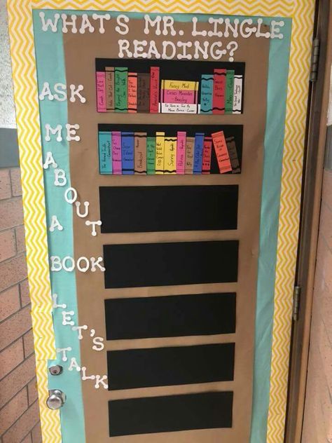 Read Letters Decor, Library Book Recommendation Display, Believe In Your Shelf Bulletin Board, Bookshelf Classroom Door, Literature Themed Classroom Decor, Book Board Ideas, School Library Door Ideas, Book Themed Classroom Doors, Classroom Door Book Theme