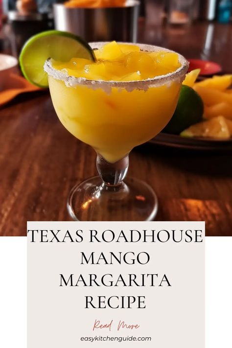 Texas Roadhouse Mango Margarita Recipe - Easy Kitchen Guide Texas Roadhouse Mango Margarita Recipe, Breakfast Margarita, Mango Margarita Recipe, Frozen Mango Margarita, Easy Margarita Recipe, Orange Syrup, Mango Margarita, Kitchen Guide, Mango Syrup