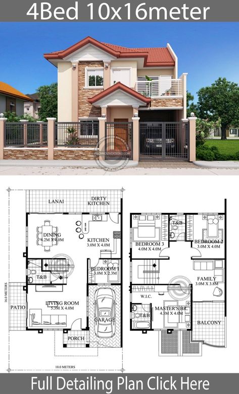 4 Bedroom House Designs, Philippines House Design, Philippine Houses, Two Story House Design, 2 Storey House Design, Two Story House Plans, Two Story House, Ground Pools, Simple House Design