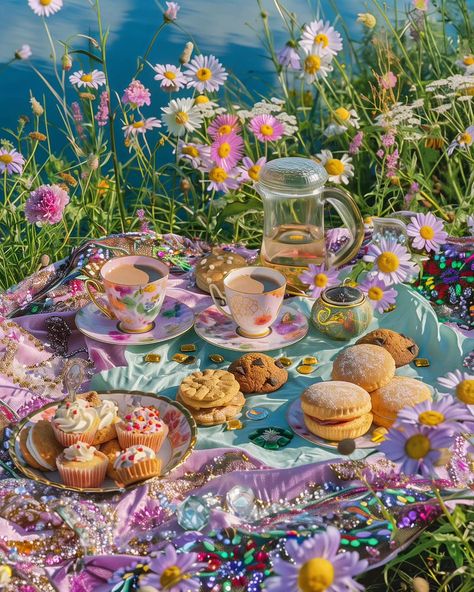 Picnic on another level ✨️🌟 . . #picnic #jewels #nature #scenery #beautiful #midjourney #ai #ia #art #digitalart #muffins #designmidjourney Picnic Food Photoshoot, Picnic Art Ideas, Fairy Picnic Aesthetic, Ethereal Picnic, Simple Picnic Food Ideas, Picnic In A Field, Vineyard Photoshoot, Soft Ethereal Aesthetic, Picnic Painting