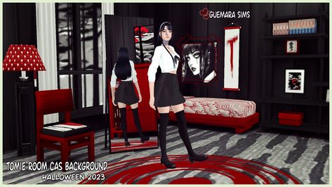 Tomie Sims 4 Cc, Sims 4 Free Cc, Sims 4 Cas Background, Cas Background, Background Halloween, Sims 4 Anime, Sims 4 Dresses, The Haunting, Junji Ito