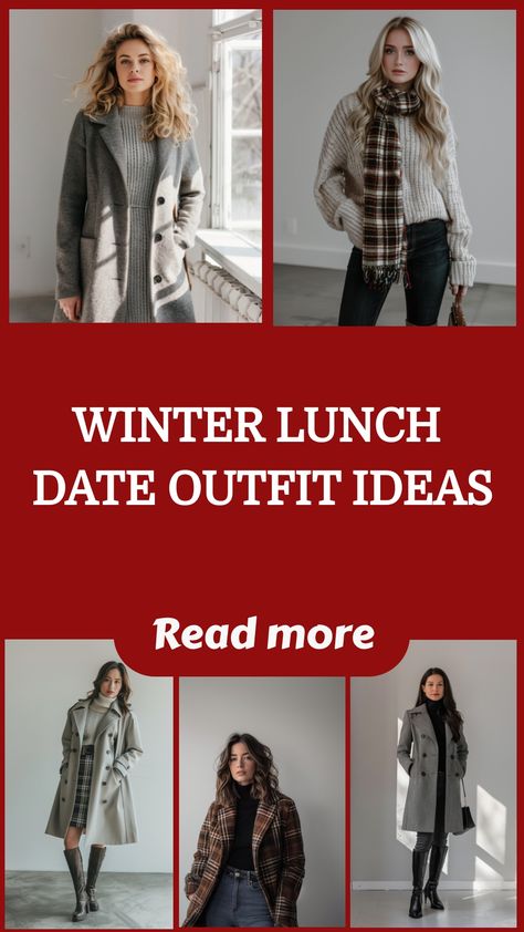 Winter fashion inspiration with women wearing stylish coats and scarves for lunch dates. Casual Date Day Outfit Winter, Cafe Date Outfit Winter, Lunch Date Outfit Casual Classy Winter, Lunch Date With Friends Outfits, Winter Coffee Date Outfit, Winter Lunch Date Outfit, Lunch Date Outfit Ideas, Winter Lunch Outfit, Lunch Outfits