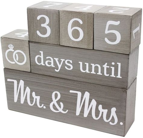 Wedding Countdown Calendar Wooden Blocks - Engagement Gifts - Bride to Be - Bridal Shower Gift - Engaged - Engagement Gifts for Couples - Rustic Gray with White Numbers Wedding Countdown Calendar, Countdown Blocks, Engagement Videos, Perfect Engagement Gifts, Engagement Party Gifts, Wedding Countdown, Engagement Gifts For Couples, Countdown Calendar, Wedding Videos