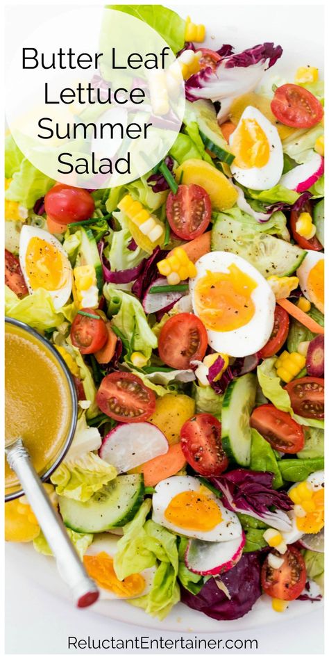 Butter Leaf Lettuce Summer Salad Soft Boiled Eggs Recipe, Boiled Egg Recipes, Lettuce Salad Recipes, Lettuce Recipes, Leaf Lettuce, Butter Lettuce, Honey Mustard Vinaigrette, Lettuce Salad, Veggie Salad