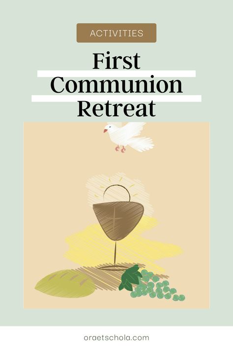 Ideas and activities for a Catholic First Holy Communion Retreat! Full schedule, snacks, scripture, and activities to prepare children for their First Holy Communion. Confirmation Retreat Ideas Catholic, Confirmation Class Activities, First Communion Activities Catholic, Sacraments Activities Catholic For Kids, Ccd Activities Catholic 5th Grade, Catholic Printables, Retreat Activities, Catholic Communion, Communion Prayer