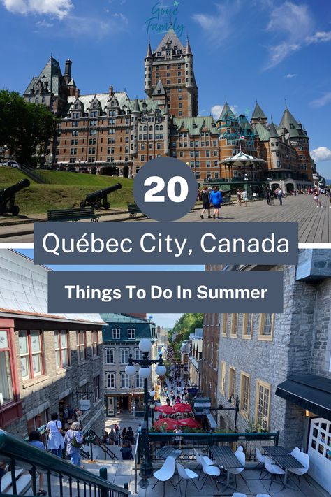 Image of Chateau Frontenac and second image of the stairs to Rue Petit Champlain with text overlay reading 20 Quebec City, Canada Things To Do in Summer. Things To Do In Quebec, Old Quebec, Summer Trip, Quebec City, Amazing Destinations, Summer Travel, Travel With Kids, Day Trips, Family Travel