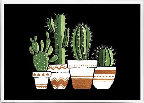 Cacti Painting, Cactus Paintings, Cactus Drawing, Cactus Painting, Cute Canvas Paintings, Easy Canvas Painting, Cactus Art, Canvas Painting Diy, Small Canvas Art