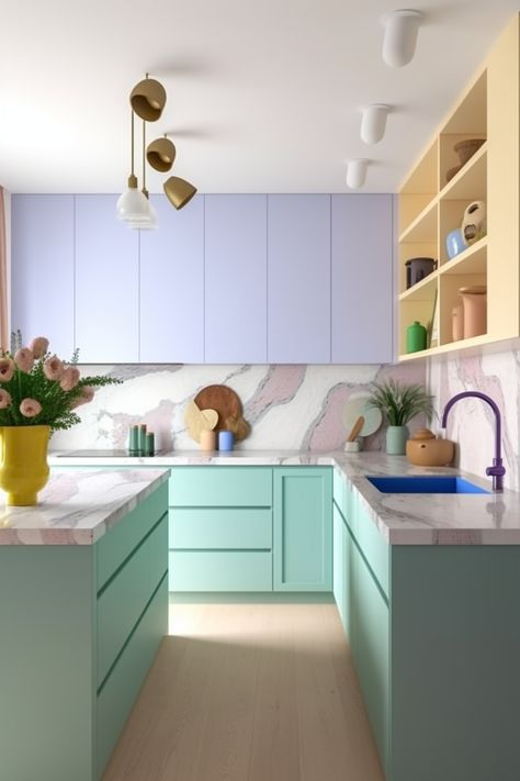 Pastel Colors Kitchen, Chaotic Room, Chaotic Room Aesthetic, My Dream Kitchen, Pastel Palettes, Pastel Kitchen, Pastel Interior, Pastel Home Decor, Kitchen Decor Inspiration