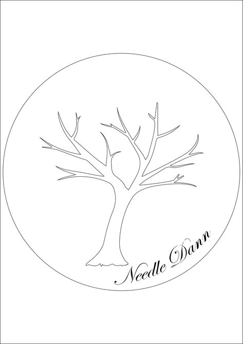 Tree Embroidery Pattern Free Printable, Flower Pattern Embroidery Templates, Embroidery Tree Pattern, Tree Embroidery Pattern, Embroidery Outline, Tree Embroidery Design, Leaves Embroidery, Sulaman Pita, Embroidery Hoop Art Diy