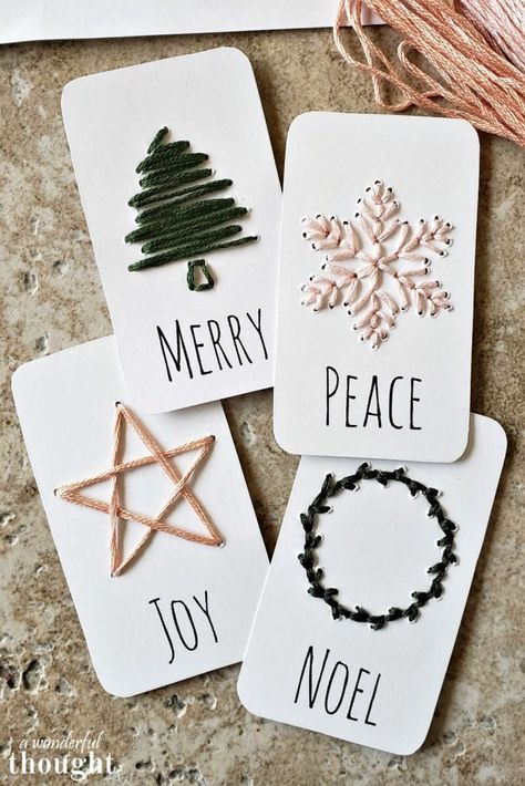 Simple Hand Embroidered Gift Tags - A Wonderful Thought Embroidered Gift Tags, Hand Embroidered Gifts, Sustainable Christmas Gifts, Free Printable Christmas Gift Tags, Sustainable Christmas, Free Printable Gift Tags, Christmas Gift Tags Printable, Embroidered Gifts, Free Christmas Printables