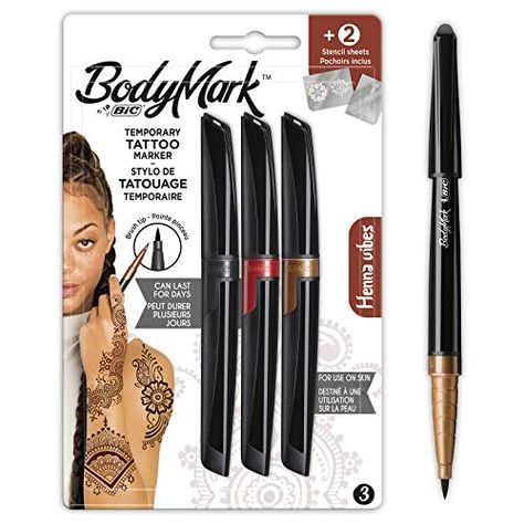 Makeup Artist Tattoo, Henna Pen, Purple Tattoos, Freckles Makeup, Famous Tattoo Artists, Felt Tip Markers, Classic Tattoo, Tattoo Parlors, Permanent Tattoo