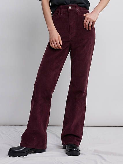 Red Corduroy Pants, Aesthetic Wardrobe, Fashion Thoughts, Plaid Pants Women, Bootcut Flare Jeans, Vintage 501, Levis Ribcage, Corduroy Pants Women, Cord Trousers