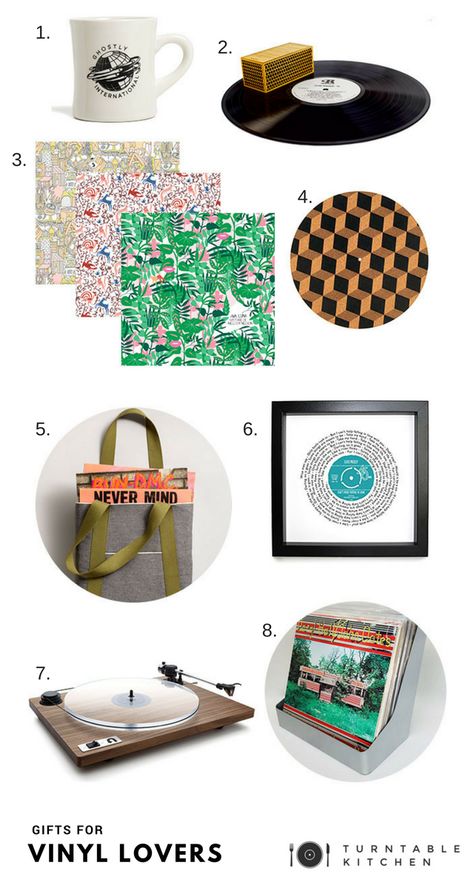 8 Perfect Gifts For Vinyl Lovers Vinyl Lovers Gifts, Gifts For Vinyl Record Lovers, Kitchen Gift, Favorite Kitchen, Holiday Gift Guide, Turntable, Creative Gifts, Gift Guide, Vinyl Records