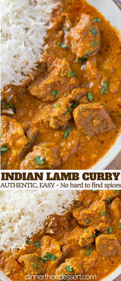 Indian Lamb Curry made in an hour with and easy homemade curry spice mix and creamy tomato sauce, simmered on low heat until fall apart tender. | #indianfood #indian #lamb #curry #dinnerthendessert #easyindianrecipes #indianrecipes #easycurry Indian Lamb Curry, Curry Spice Mix, Lamb Curry Recipes, Curry Spice, Homemade Curry, Rogan Josh, Easy Indian Recipes, Curry Recipes Indian, Lamb Dishes