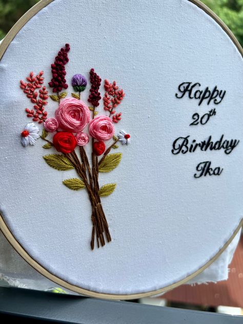 Birthday gift!! Embroidery For Bf, Embroidery Birthday Gift Ideas, Birthday Gift For Bf, Bf Bday, Birthday Wish For Husband, Happy 20th Birthday, Embroidery Hoop Art Diy, Simple Hand Embroidery Patterns, Ielts Writing