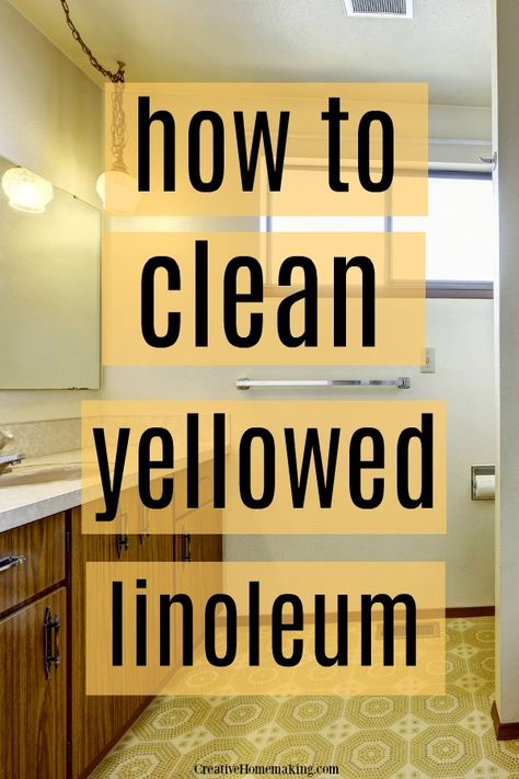 Easy tip for cleaning yellowed linoleum floors. One of my favorite kitchen and bathroom cleaning hacks! #creativehomemaking #cleaningtricks #cleaninghacks #cleaninghints #cleaningtips Clean Linoleum Floors, Floor Cleaning Hacks, Remove Yellow Stains, Clean Kitchen Floor, Deep Cleaning Hacks, Floor Stain, Easy Cleaning Hacks, Deep Cleaning Tips, Bathroom Cleaning Hacks