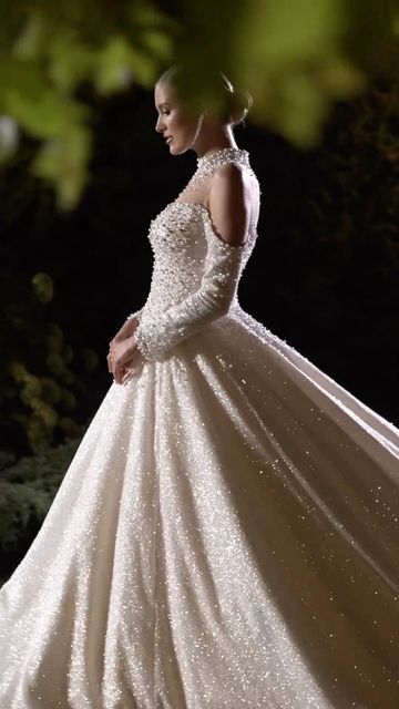 NE BRIDAL/Wedding Dresses on Instagram: "Enchanting pearls and sparkle throughout luxury ball gown – absolutely marvelous! With the addition of those long sleeves with sweetheart neckline continues with high neck is definitely unique and sexy. . . . . #natashaselegantbridal #wedding2023 #weddings #weddingdresses #bride #bridetobride #love #weddingday #happy #dress #bridalstore #federalwaybridal #bridestyle #seattlebride #gown #style #princessdress #bridalbeauty #weddinggown #Ballgown #brides # Gown Style, Bridal Stores, Bridal Beauty, Bride Style, Bridal Wedding Dresses, Bridal Wedding, Ball Gown, Princess Dress, Sweetheart Neckline