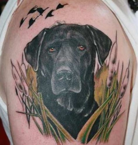 black lab tattoo Black Dog Tattoo, Lab Tattoo, Corgi Tattoo, Labrador Retriever Training, Tattoo Portrait, Animal Sleeve Tattoo, Popular Dog Breeds, Lab Dogs, Labrador Retriever Puppies