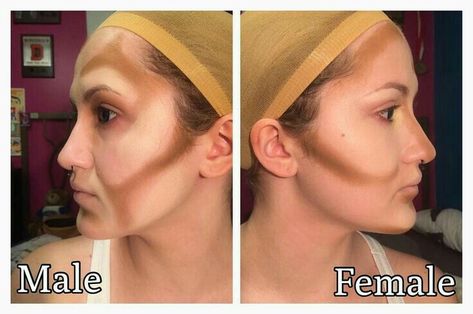 Drag King Makeup Tutorial, Male Contouring, Male Cheekbones, Stage Makeup Theatre, Male Contour, Female Contour, Shadow Reference, Drag Looks, Cosplay Hacks