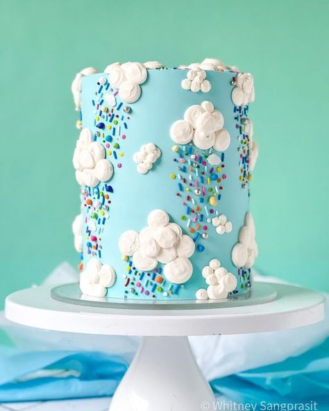 Pretty Cake Decorating Ideas, Tiktok Cakes, Unbirthday Cake, Sprinkle Medley, Sprinkles Cake, Cloud Cake, Pastel Cupcakes, Rainbow Decor, Sprinkle Cake