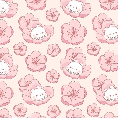 Cute Cherry Blossom Drawing, Kawaii Seamless Pattern, Cute Cherry Blossom Wallpaper, Cherry Blossom Doodle, Kawaii Watch, Cherry Blossom Kawaii, Kawaii Cherry Blossom, Kawaii Clouds, Cute Cherry Blossom