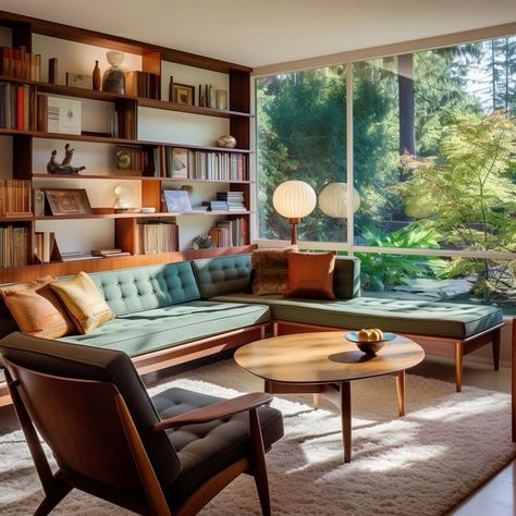 1968 Interior Design, New England Interior Design Living Room, Relaxing House Design, Colorful Sofas Ideas Living Room, Midcentury Modern Apartment Living Room, Wild Interior Design, Mid Century Modern Home Interior, Mid Century Workspace, 70s Style Decor