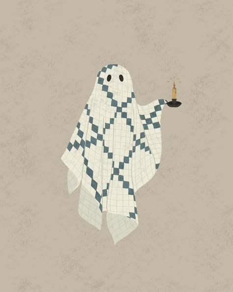 Lauren Blair on Instagram: "Just a little quilt ghost, because spooky season doesn’t have to be spooky, it can just be cozy if ya want it to be 🍂🧺🕯️" Quilt Ghost, Widgetsmith Themes, Sheet Ghosts, Diy Halloween Art, Cozy Goth, Halloween Breakfast, Ghost Drawing, Iphone Logo, Spooky Szn