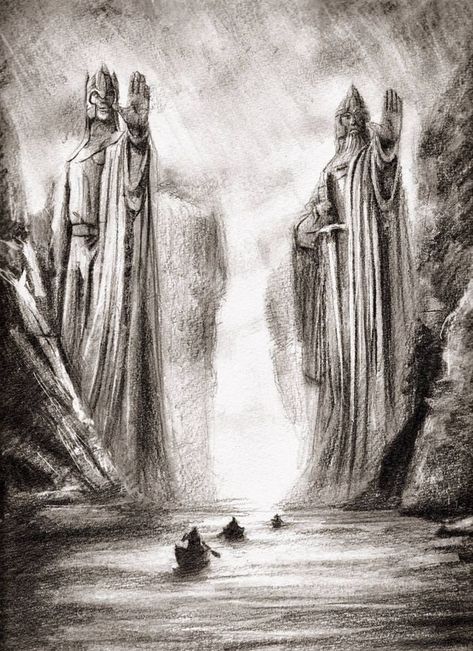 Gates of argonath drawing The Argonath, Tolkien Artwork, Lord Of Rings, Lotr Tattoo, Rings Tattoo, Ring Sketch, Lord Of The Rings Tattoo, Hobbit Art, Tolkien Art